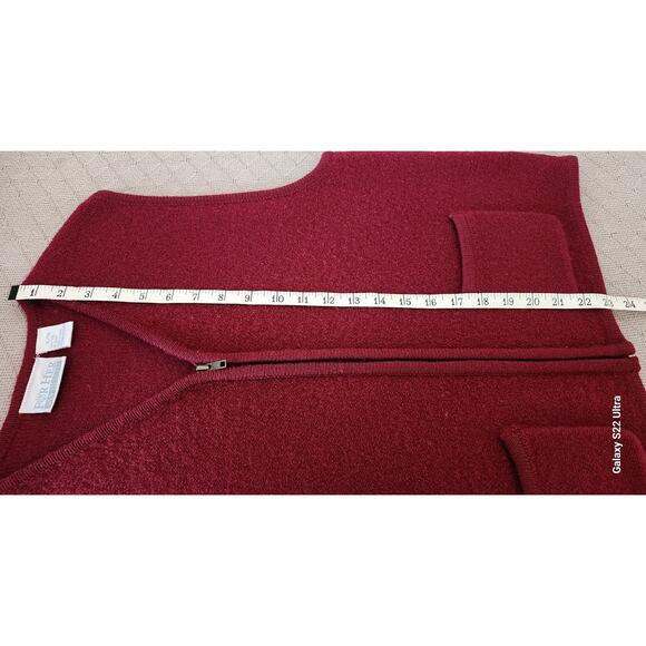 Vtg Van Heusen Burgundy Wool Sleeveless Sweater Vest with Zipper Womens XL/TG - Picture 5 of 8
